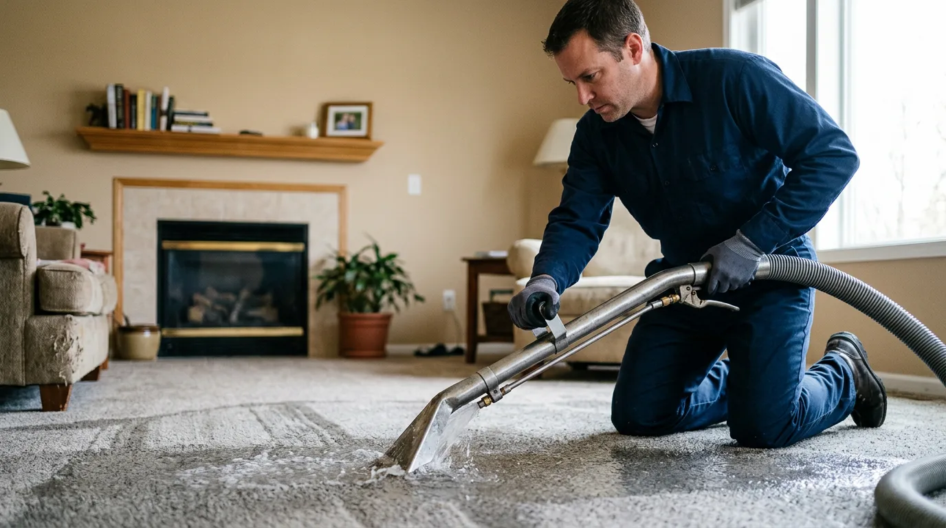 Water damage restoration technician working near Lowmansville, KY